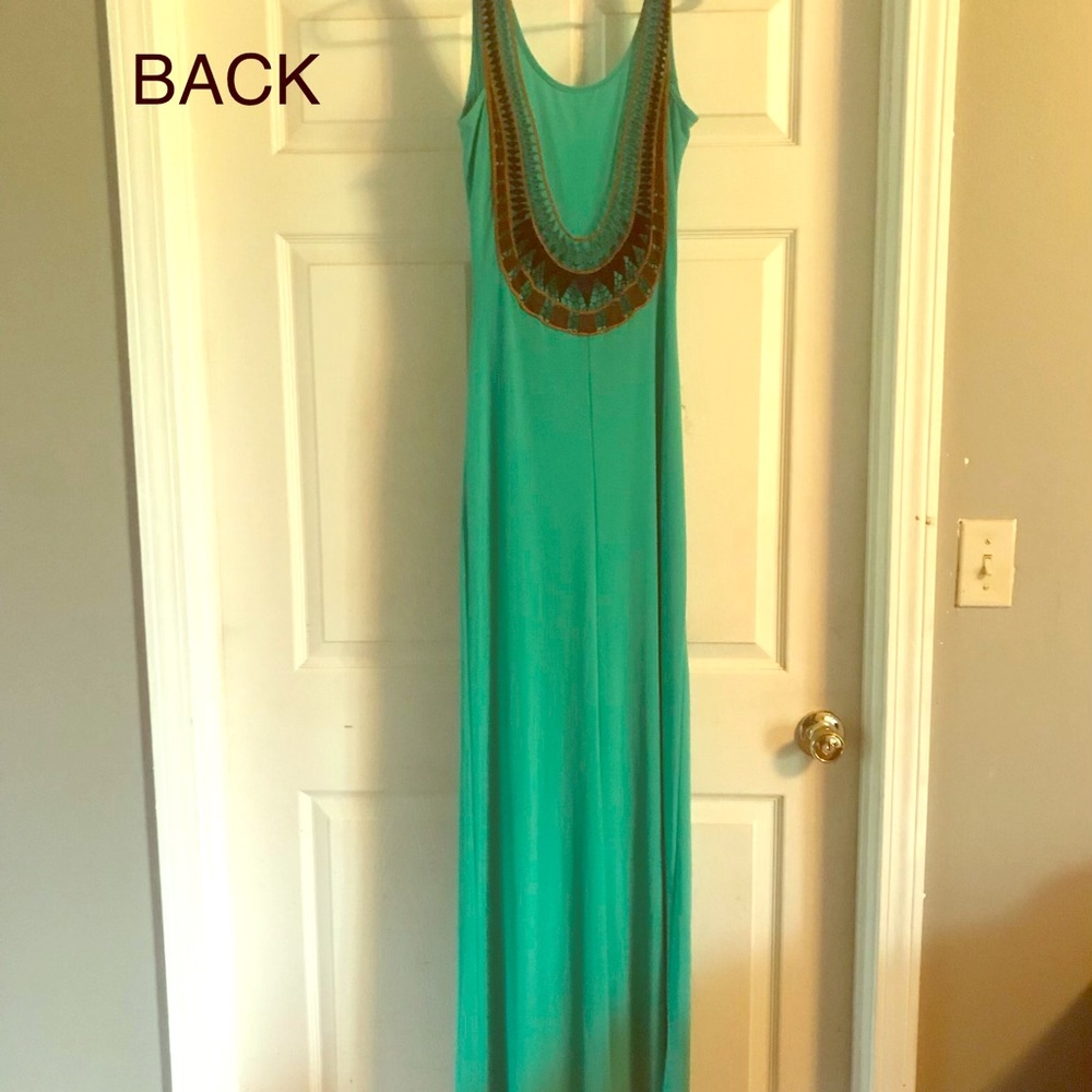 Turquoise Maxi dress with detailed back